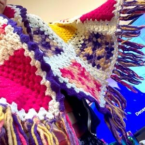 Colorful vintage hand made crochet wrap